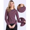 imageAllegra K Striped t Shirts for Women Long Sleeve Tops Crew Neck Fitted Tees Casual Trendy OutfitsPink Stripe
