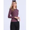imageAllegra K Striped t Shirts for Women Long Sleeve Tops Crew Neck Fitted Tees Casual Trendy OutfitsPink Stripe