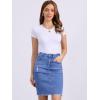 imageAllegra K Womens Basic Distressed High Waist Ripped Hem Washed Jeans Denim SkirtBright Blue