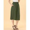 imageAllegra K Womens Cotton ALine Skirt Elastic Waist Casual Peasant Midi Skirts with PocketsArmy Green