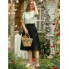 imageAllegra K Womens Cotton ALine Skirt Elastic Waist Casual Peasant Midi Skirts with PocketsBlack