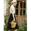 imageAllegra K Womens Cotton ALine Skirt Elastic Waist Casual Peasant Midi Skirts with PocketsBlack
