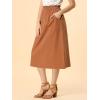 imageAllegra K Womens Cotton ALine Skirt Elastic Waist Casual Peasant Midi Skirts with PocketsBrown
