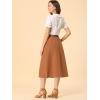 imageAllegra K Womens Cotton ALine Skirt Elastic Waist Casual Peasant Midi Skirts with PocketsBrown