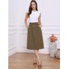 imageAllegra K Womens Cotton ALine Skirt Elastic Waist Casual Peasant Midi Skirts with PocketsCoffee