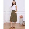 imageAllegra K Womens Cotton ALine Skirt Elastic Waist Casual Peasant Midi Skirts with PocketsCoffee
