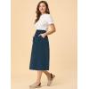 imageAllegra K Womens Cotton ALine Skirt Elastic Waist Casual Peasant Midi Skirts with PocketsDark Blue