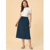 imageAllegra K Womens Cotton ALine Skirt Elastic Waist Casual Peasant Midi Skirts with PocketsDark Blue