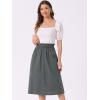 imageAllegra K Womens Cotton ALine Skirt Elastic Waist Casual Peasant Midi Skirts with PocketsDark Gray