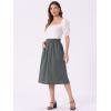imageAllegra K Womens Cotton ALine Skirt Elastic Waist Casual Peasant Midi Skirts with PocketsDark Gray