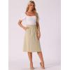 imageAllegra K Womens Cotton ALine Skirt Elastic Waist Casual Peasant Midi Skirts with PocketsKhaki