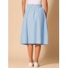imageAllegra K Womens Cotton ALine Skirt Elastic Waist Casual Peasant Midi Skirts with PocketsLight Blue