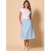 imageAllegra K Womens Cotton ALine Skirt Elastic Waist Casual Peasant Midi Skirts with PocketsLight Blue