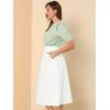 imageAllegra K Womens Cotton ALine Skirt Elastic Waist Casual Peasant Midi Skirts with PocketsWhite