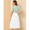 imageAllegra K Womens Cotton ALine Skirt Elastic Waist Casual Peasant Midi Skirts with PocketsWhite