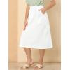 imageAllegra K Womens Cotton ALine Skirt Elastic Waist Casual Peasant Midi Skirts with PocketsWhite