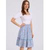 imageAllegra K Womens Knee Length Skirt Floral Elastic Waist Flowy Tiered ALine Ruffle SkirtSky Blue