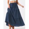 imageAllegra K Womens Maxi Skirt Summer Boho Flowy Ruffle Swing Skirts ALine Beach Tiered Long SkirtDark Blue