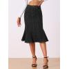 imageAllegra K Womens Ruffle Denim Skirt Midi Bodycon High Waist Fishtail Jean SkirtsBlack