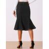 imageAllegra K Womens Ruffle Denim Skirt Midi Bodycon High Waist Fishtail Jean SkirtsBlack