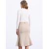 imageAllegra K Womens Ruffle Denim Skirt Midi Bodycon High Waist Fishtail Jean SkirtsLight Khaki