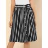 imageAllegra K Womens Striped Button Front Elastic Back Waist ALine Midi SkirtBlack