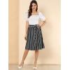 imageAllegra K Womens Striped Button Front Elastic Back Waist ALine Midi SkirtBlack