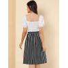 imageAllegra K Womens Striped Button Front Elastic Back Waist ALine Midi SkirtBlack
