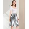 imageAllegra K Womens Striped Button Front Elastic Back Waist ALine Midi SkirtGray