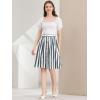 imageAllegra K Womens Striped Button Front Elastic Back Waist ALine Midi SkirtGray