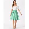 imageAllegra K Womens Striped Button Front Elastic Back Waist ALine Midi SkirtGreen