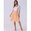 imageAllegra K Womens Striped Button Front Elastic Back Waist ALine Midi SkirtOrange