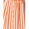 imageAllegra K Womens Striped Button Front Elastic Back Waist ALine Midi SkirtOrange