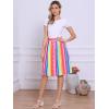 imageAllegra K Womens Striped Button Front Elastic Back Waist ALine Midi SkirtRainbow
