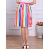 imageAllegra K Womens Striped Button Front Elastic Back Waist ALine Midi SkirtRainbow