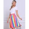 imageAllegra K Womens Striped Button Front Elastic Back Waist ALine Midi SkirtRainbow