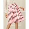imageAllegra K Womens Striped Button Front Elastic Back Waist ALine Midi SkirtRed