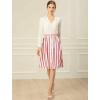 imageAllegra K Womens Striped Button Front Elastic Back Waist ALine Midi SkirtRed