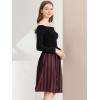 imageAllegra K Womens Striped Button Front Elastic Back Waist ALine Midi SkirtRed Black
