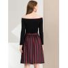 imageAllegra K Womens Striped Button Front Elastic Back Waist ALine Midi SkirtRed Black