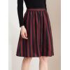 imageAllegra K Womens Striped Button Front Elastic Back Waist ALine Midi SkirtRed Black