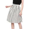imageAllegra K Womens Striped Button Front Elastic Back Waist ALine Midi SkirtWhite
