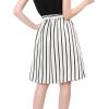 imageAllegra K Womens Striped Button Front Elastic Back Waist ALine Midi SkirtWhite