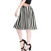 imageAllegra K Womens Striped Button Front Elastic Back Waist ALine Midi SkirtWhite Black