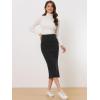 imageAllegra K Womens Sweater Skirts Ribbed Knit Elastic High Waist Stretchy Slit Casual Office Pencil Midi SkirtBlack