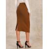imageAllegra K Womens Sweater Skirts Ribbed Knit Elastic High Waist Stretchy Slit Casual Office Pencil Midi SkirtCaramel