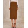 imageAllegra K Womens Sweater Skirts Ribbed Knit Elastic High Waist Stretchy Slit Casual Office Pencil Midi SkirtCaramel