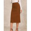 imageAllegra K Womens Sweater Skirts Ribbed Knit Elastic High Waist Stretchy Slit Casual Office Pencil Midi SkirtCaramel
