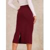 imageAllegra K Womens Sweater Skirts Ribbed Knit Elastic High Waist Stretchy Slit Casual Office Pencil Midi SkirtClaret