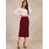 imageAllegra K Womens Sweater Skirts Ribbed Knit Elastic High Waist Stretchy Slit Casual Office Pencil Midi SkirtClaret